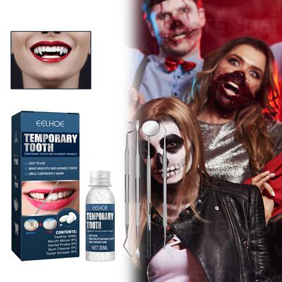 EELHOE Fake Teeth Decorative Dental Adhesive Kit Halloween V