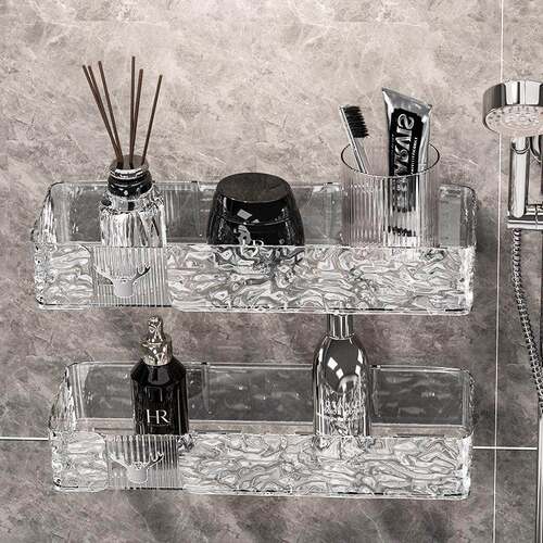 Water ripple wall-mounted storage rack for bathroom and kitc