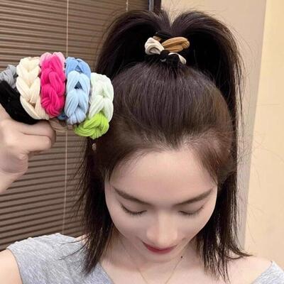 High Ponytail Hair Ties, Colorful Braided Hair Bands for Wom