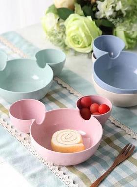 Wheat straw children's anti-drop Mickey bowl, cartoon partit