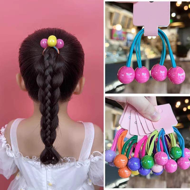 韩国版儿童糖果色发圈，适合扎长马尾的皮筋发绳，圆形球状设计，