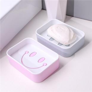 Cartoon smiley face double-layer water-draining soap dish, l