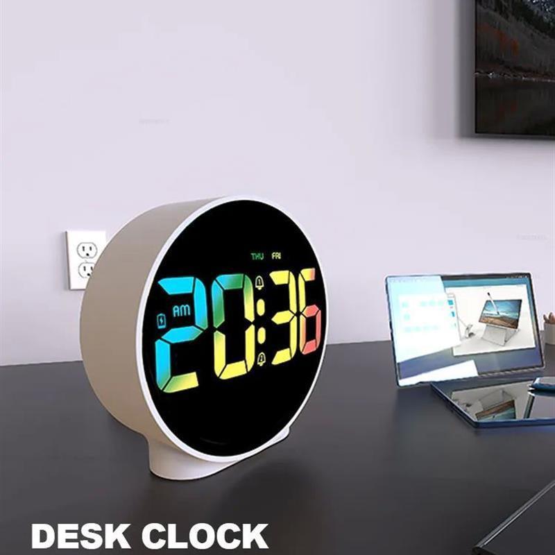 Aierwill N16 Round Alarm Clock with Snooze Calendar 12/24H