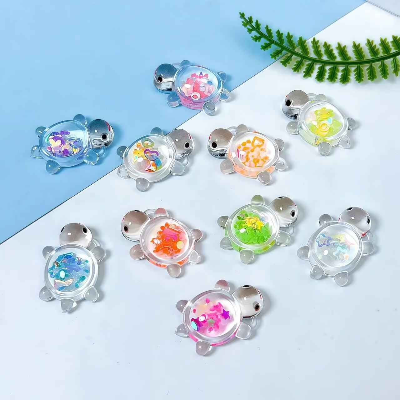 Glow-in-the-Dark Sequin Turtle Cute DIY Cream Clay Keychain