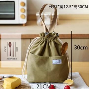 Canvas lunch tote bag, stylish and simple bento box, tin foi