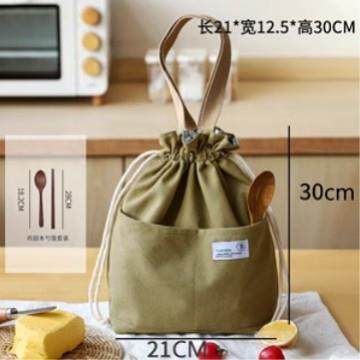 Canvas lunch tote bag, stylish and simple bento box, tin foi