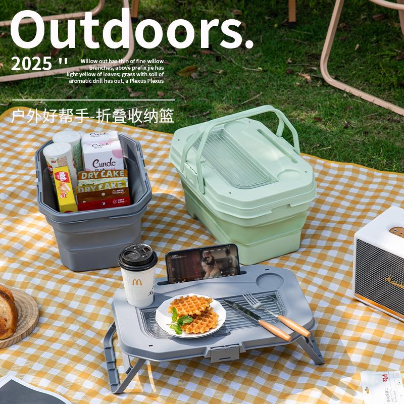 Picnic Basket Outdoor Camping Storage Box Foldable Water Buc