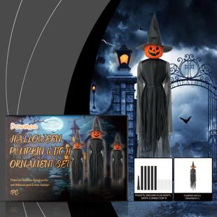 Dowmoo Halloween Pumpkin Witch Hanging Ornament Set - Hallow
