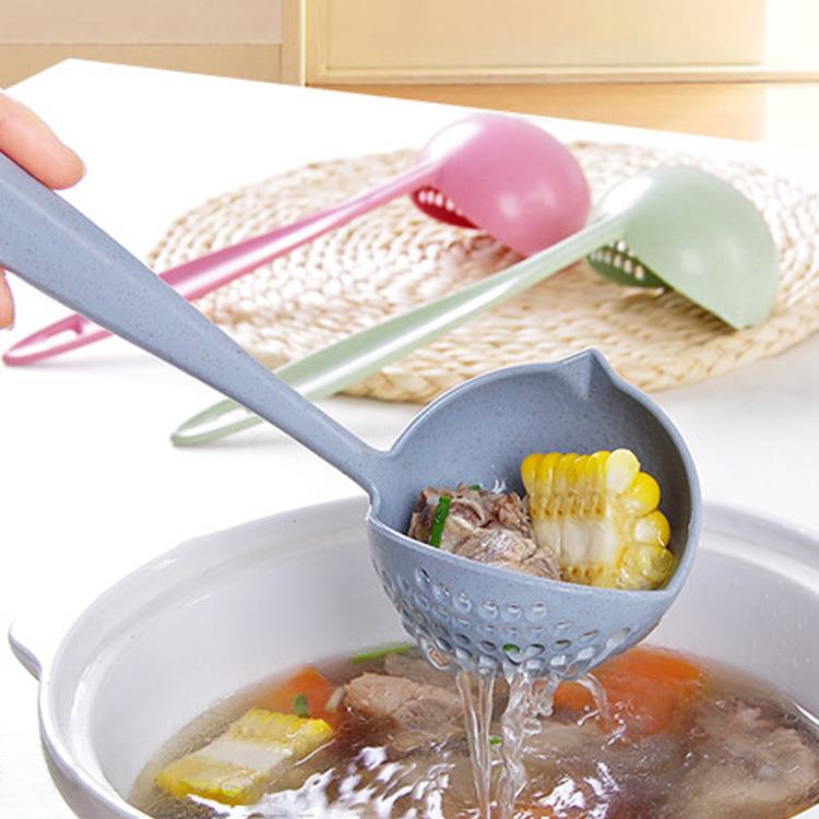Thickened Plastic Porridge Ladle, Long Handle Wheat Straw So