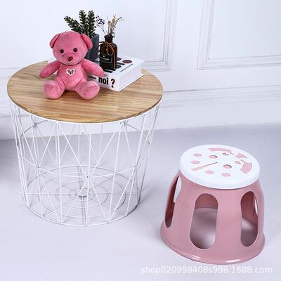 Creative Round Drum Stool, Fashionable Home Plastic Stool, D