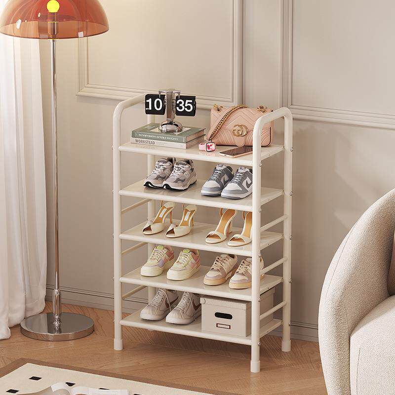 Cream-colored Iron Shoe Rack, Multi-level Space-saving Desig