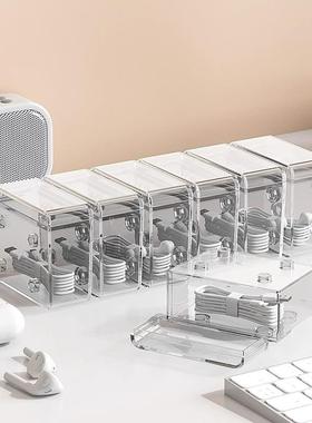 Desktop cable organizer box with lid, for phone charging cab