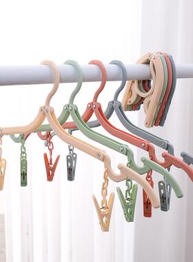 Foldable Travel Hanger with Clips, Non-slip Clothes Hanger,