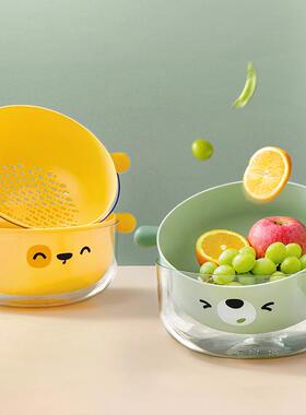 Home-use Drain Basket and Vegetable Washing Basin, Double-la