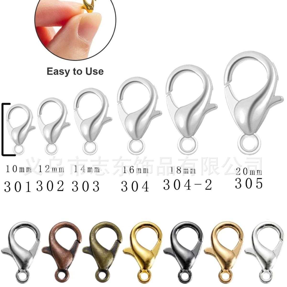 100pcs/lot Metal Lobster Clasps for Bracelets Necklaces Hook