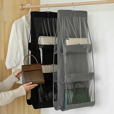 Non-woven fabric bag storage hanger with six compartments, d