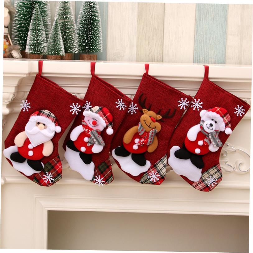 Linen Christmas stockings Christmas tree ornaments gift bag