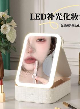 Cosmetic storage box with mirror and dust-proof feature, lar