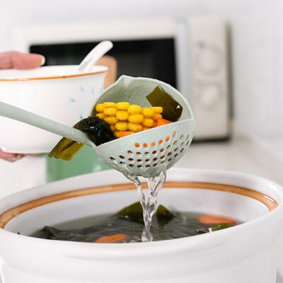 2-in-1 Kitchen Wheat Straw Soup Spoon, Multi-functional Inte