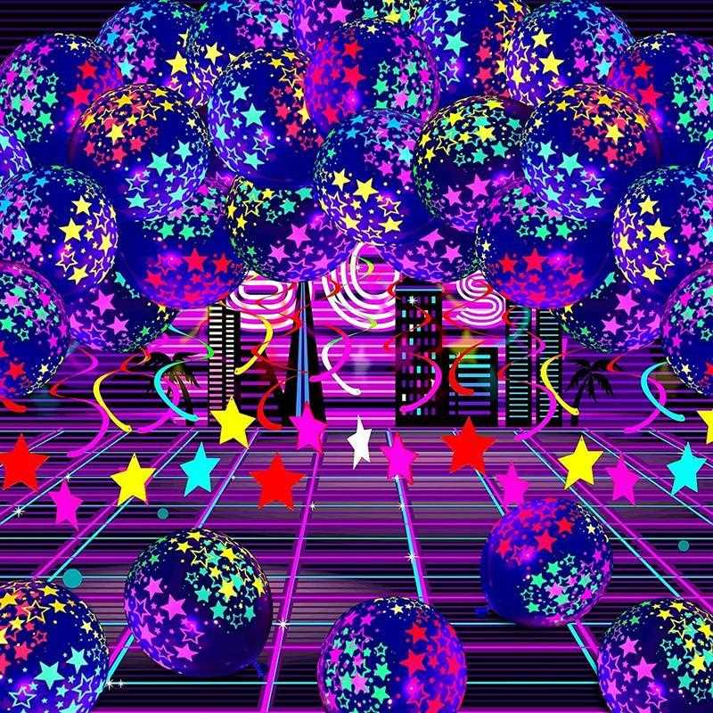 Happy Birthday Neon Glow Balloons Glow in Blacklight Fluores