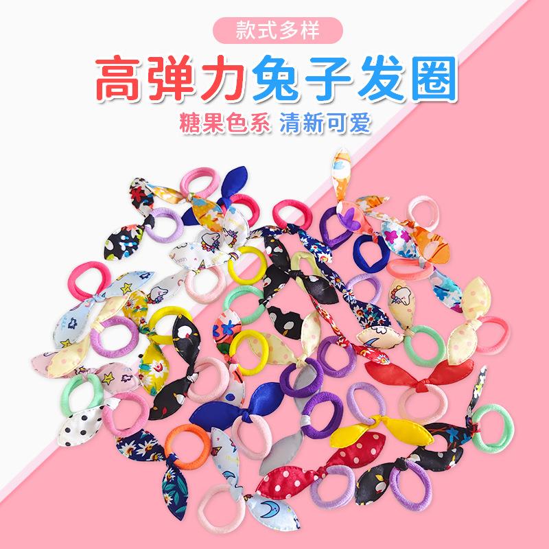 Cute children's rabbit ears bow hair bands for girls, colorf