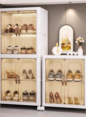 Portable Storage Cabinet with Transparent Dust-Proof Shoe Bo