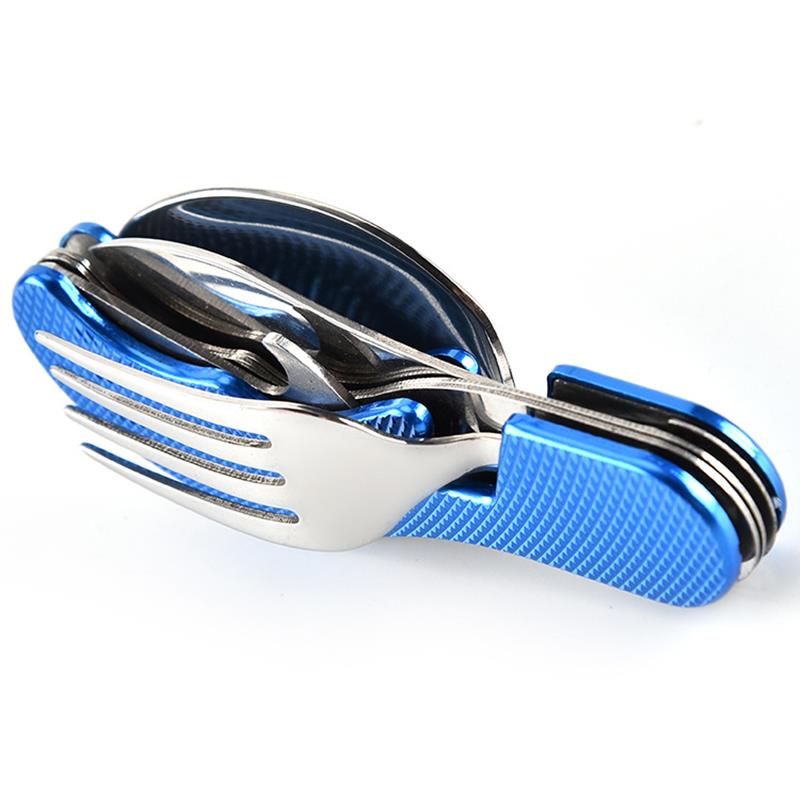 4 In 1 Outdoor Tableware Set Camping Cooking Supplies Stainl