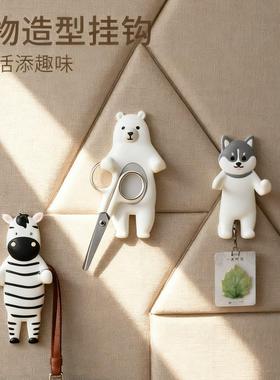 Creative Animal-Shaped Adhesive Hooks, Cute Cartoon Design,
