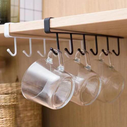 No-drill kitchen pot and spoon storage rack, hanging hooks f