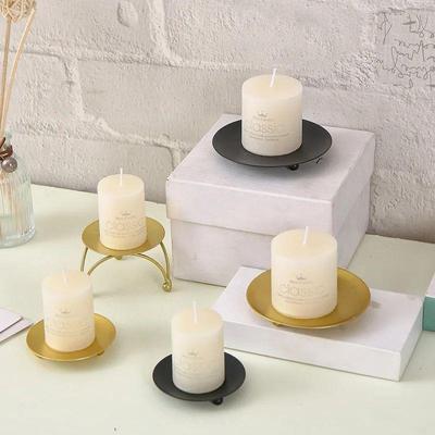 Iron Black Golden Candle Holders Pillar Metal Plate for Wedd