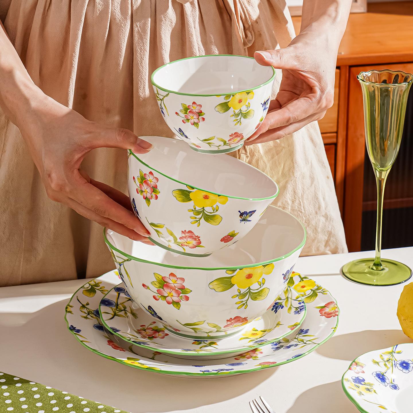 Fresh and Clean Ceramic Rice Bowls for Home Use, 2025 New De