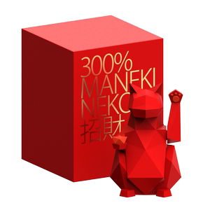 青红皂白创意几何招财猫摆件2025新款公司贺礼乔迁新居开业礼物