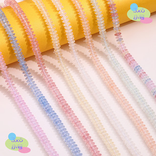 小3*6糖果彩色爆花晶飞碟玻璃串珠手工饰品手链项链配件材料