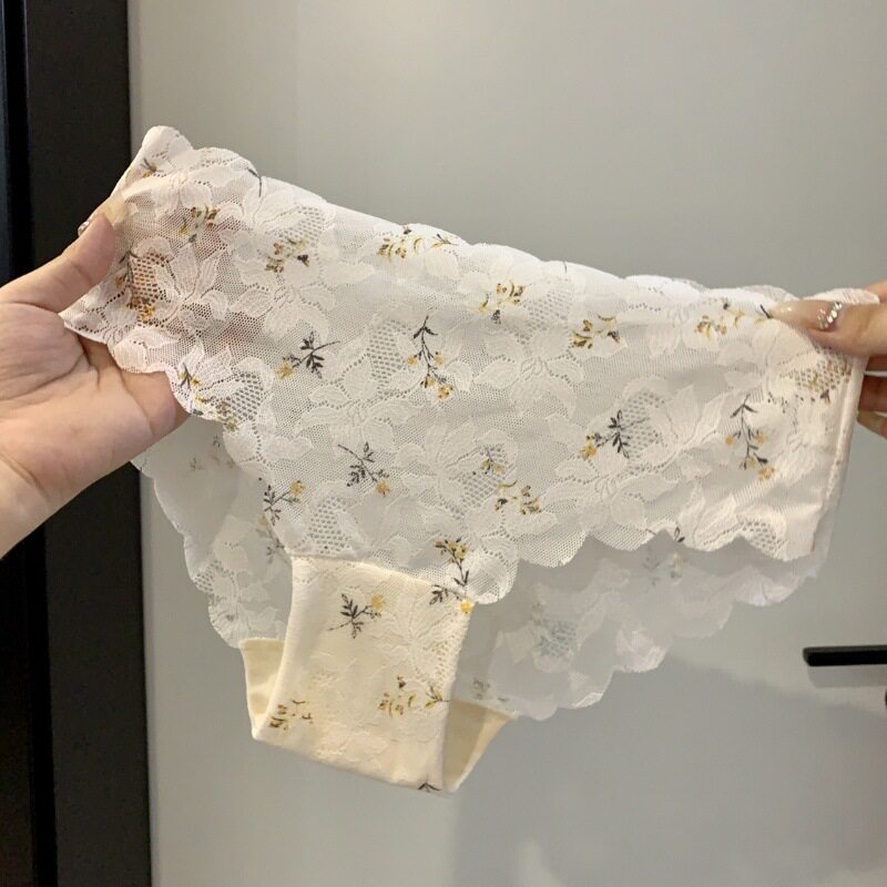 蕾丝薄款无痕纯棉裆中腰三角裤女