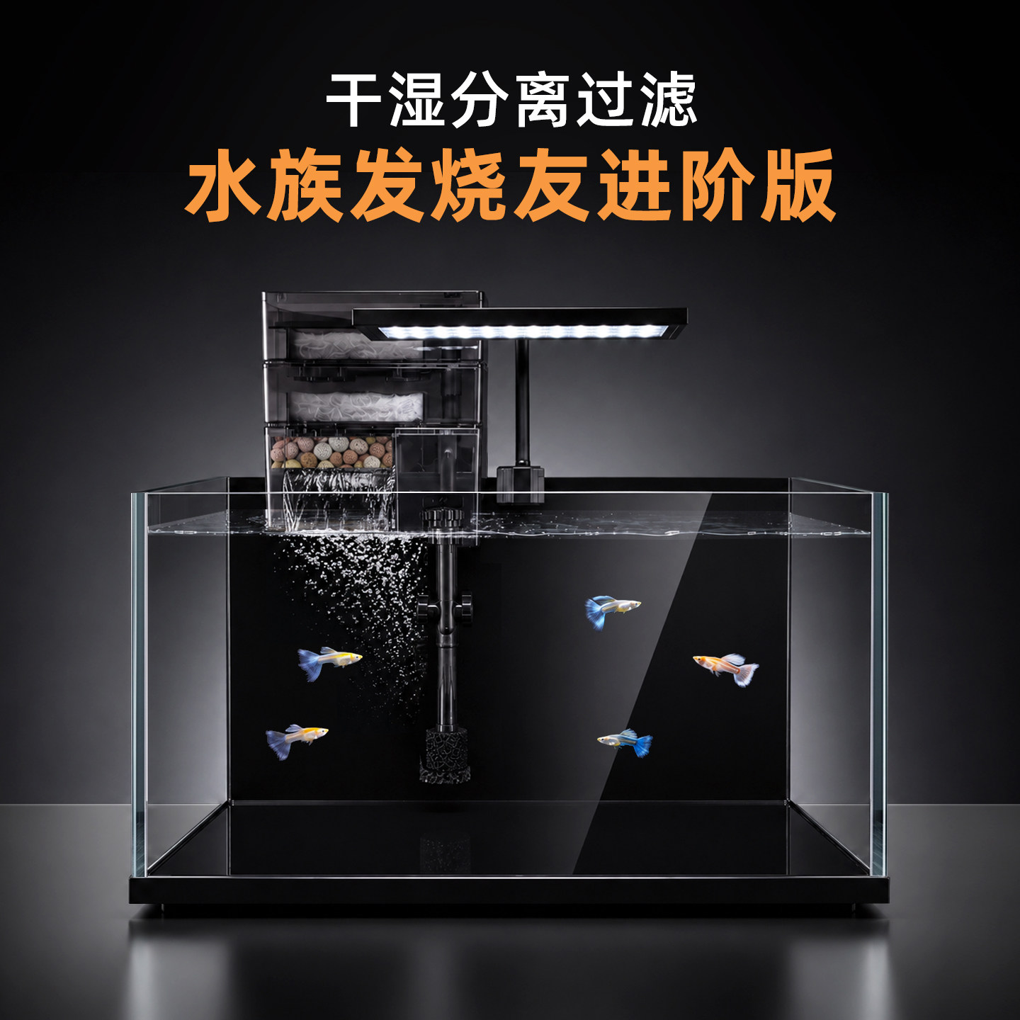 初迪2026新款黑背超白缸长方形玻璃金鱼缸小型桌面客厅家用生态缸图片