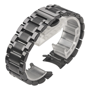 金色弧口表链适配卡西欧501506阿玛尼天王钢表带上海嘉年华表链男