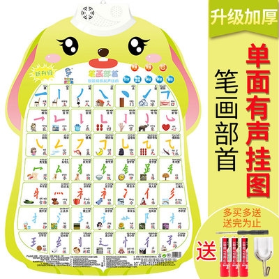 笔画偏旁部首早教有声挂图拼音表