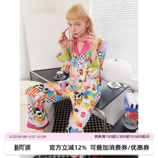 田曦薇同款 RooMance汝曼司 卡通印花冰丝睡衣女款春夏家居服套装