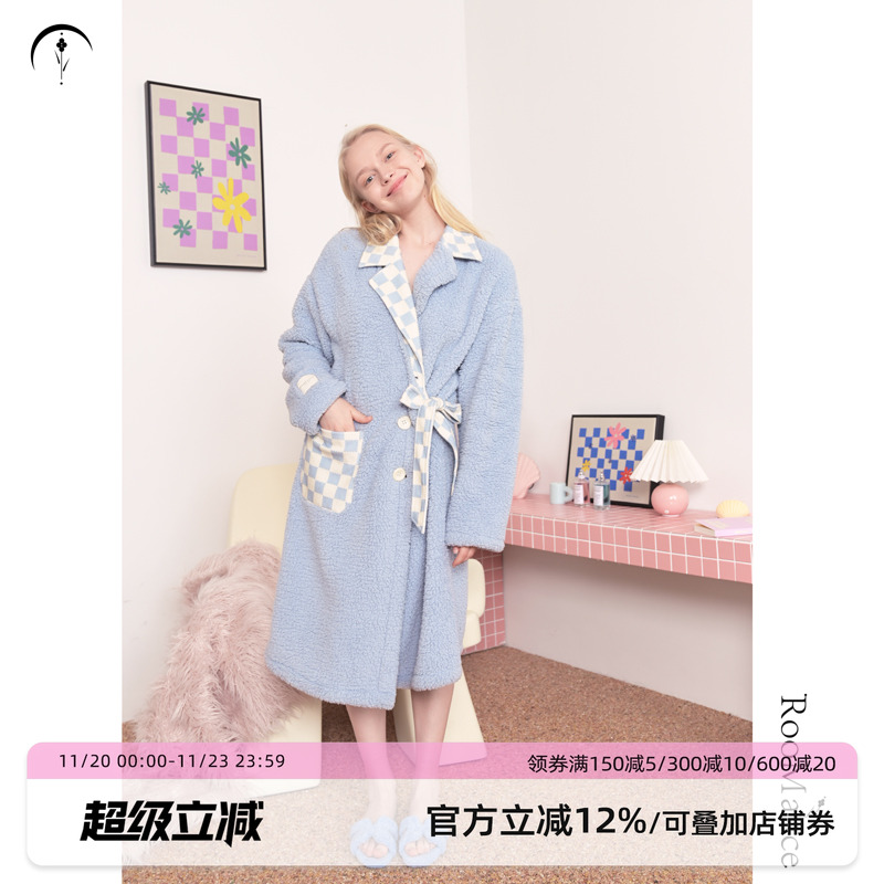 roomance珊瑚绒睡袍女冬季