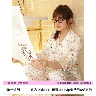 汝曼司法式波点玫瑰印花睡衣