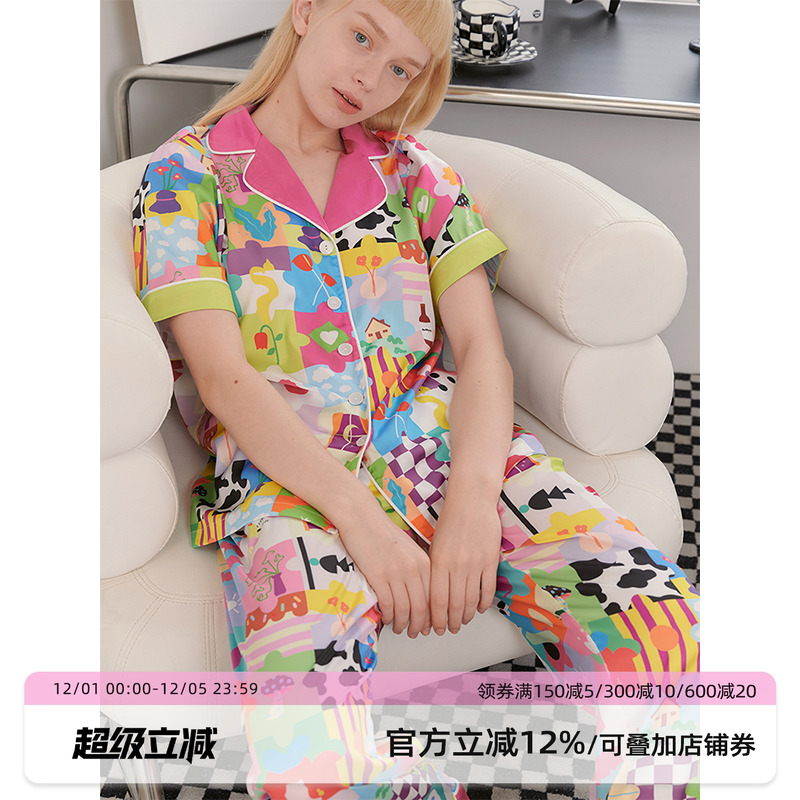 roomance女卡通拼图睡衣