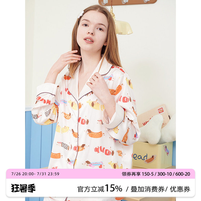汝曼司男女冰丝原创腊肠犬印花