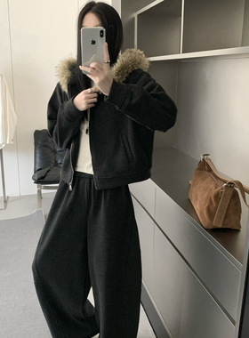 eternal.西子-大毛领拉链款复合银狐绒加厚加绒长袖卫衣外套51692