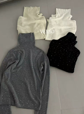 VERSO-冬上新法式优雅高领修身细闪点缀长袖针织衫6777