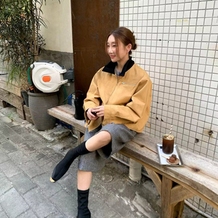 FIFTEEN-秋上新休闲撞色领型宽松短外套8539