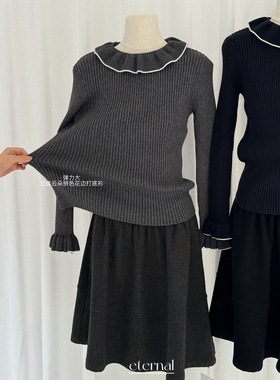 【eternal.西子】立体拼色花边羊毛亲肤弹力打底衫针织衫m1627#
