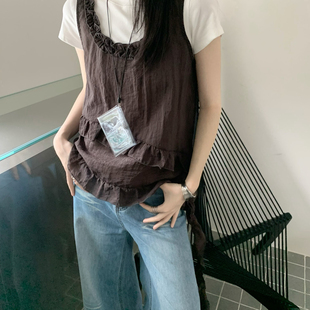 只卖背心 51968 爆叠穿宽松花边纯色百搭背心裙背心 eternal.西子