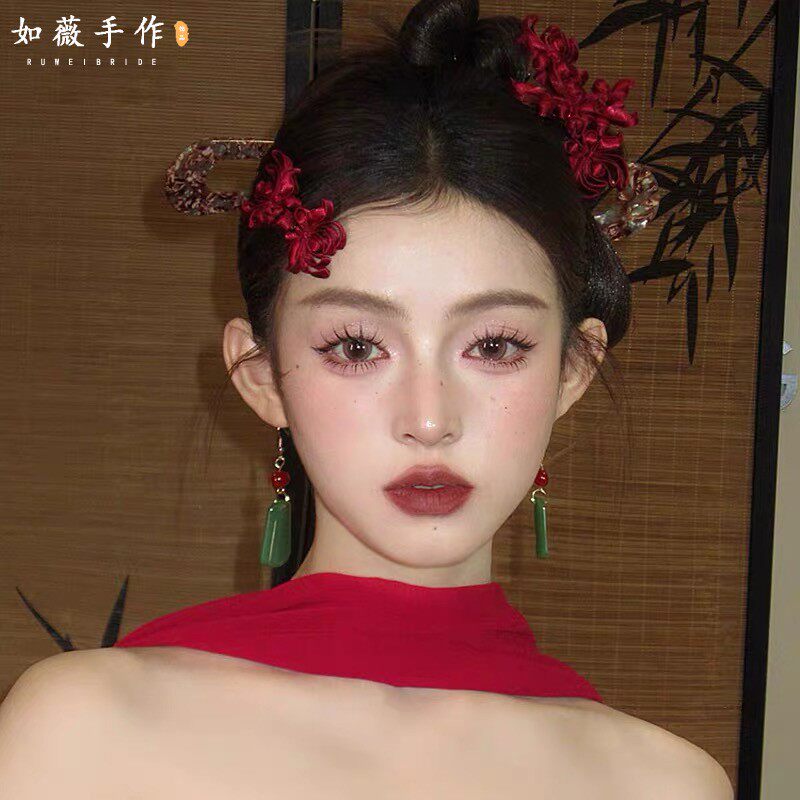 个性小众新娘中式头饰古典盘扣复古发簪发饰晨袍旗袍敬酒服配饰品