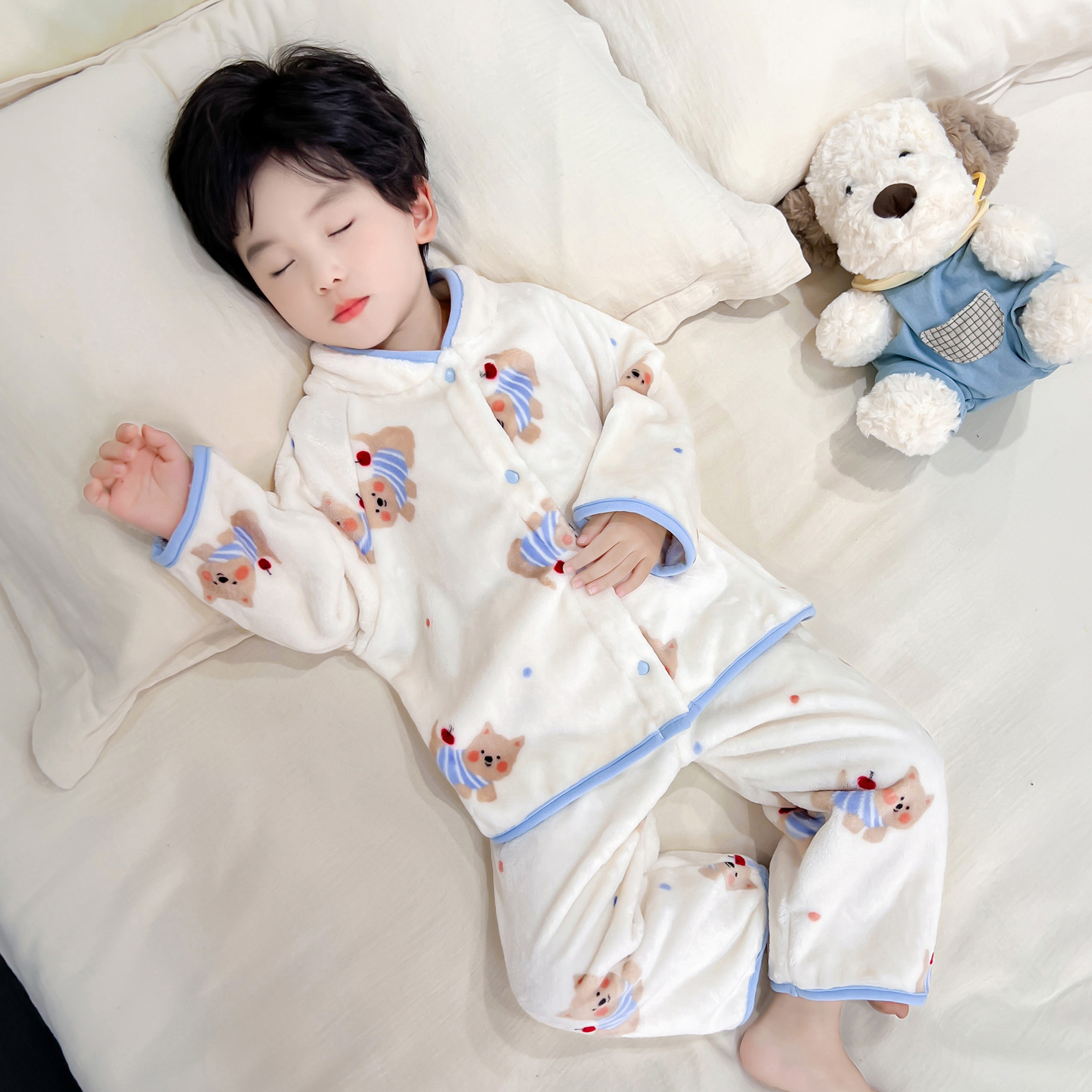 儿童睡衣男童秋冬款2025新款珊瑚绒宝宝家居服中小童套装两件套