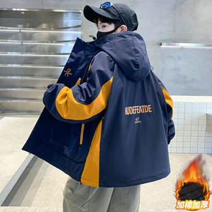 男童冲锋衣三合一可拆卸2026新款加厚夹棉中大儿童加绒秋冬季外套